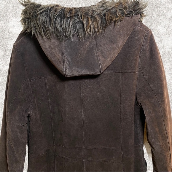 BEN SHERMAN VTG 100% GENUINE SUEDE PENNY LANE FAUX FUR CHOCOLATE BROWN COAT, 10 - Picture 7 of 13